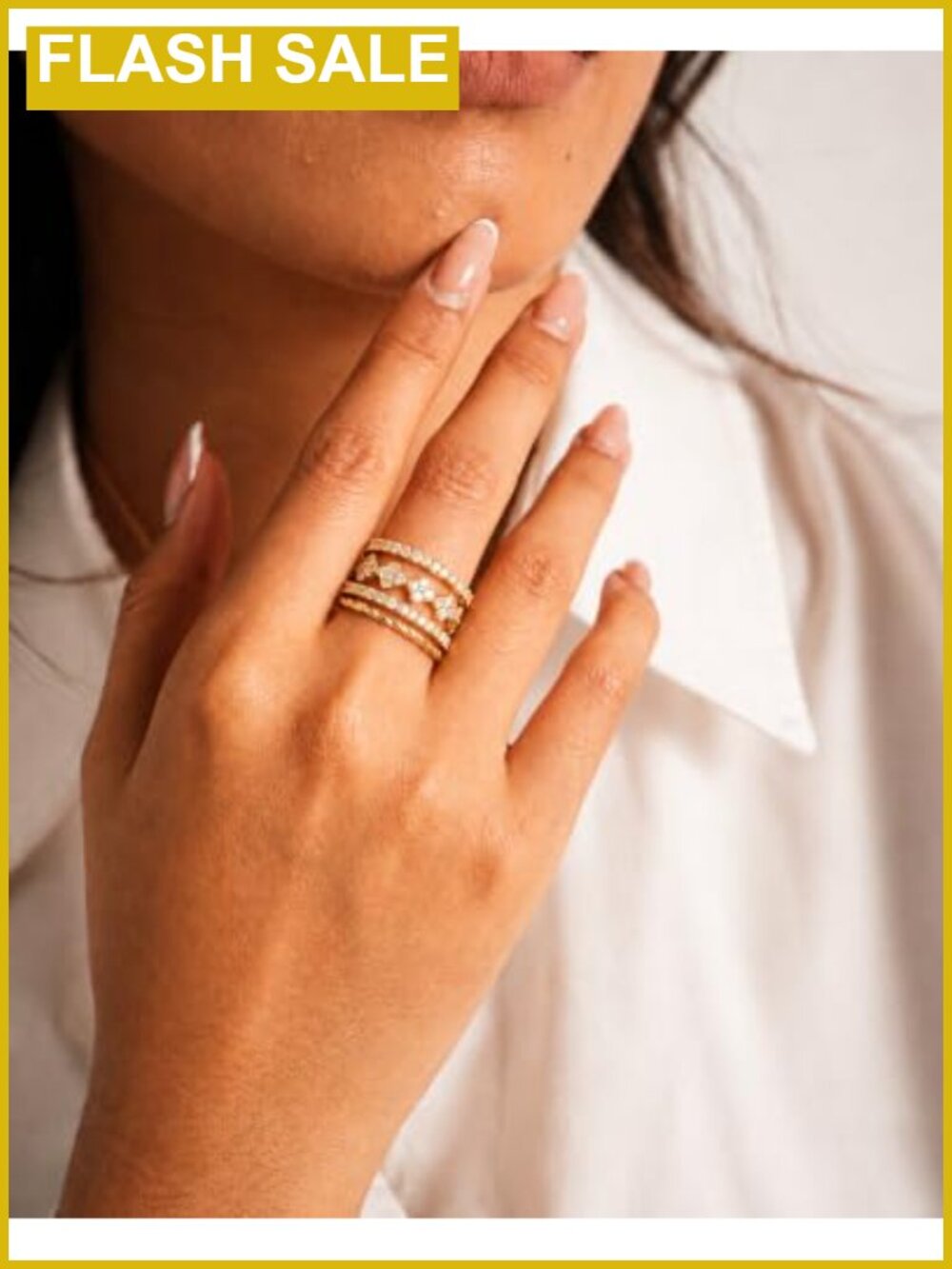 Stackable Rings Set for Women Non Tarnish Adjustable Open Midi Stacking Rings - Picture 2 of 6